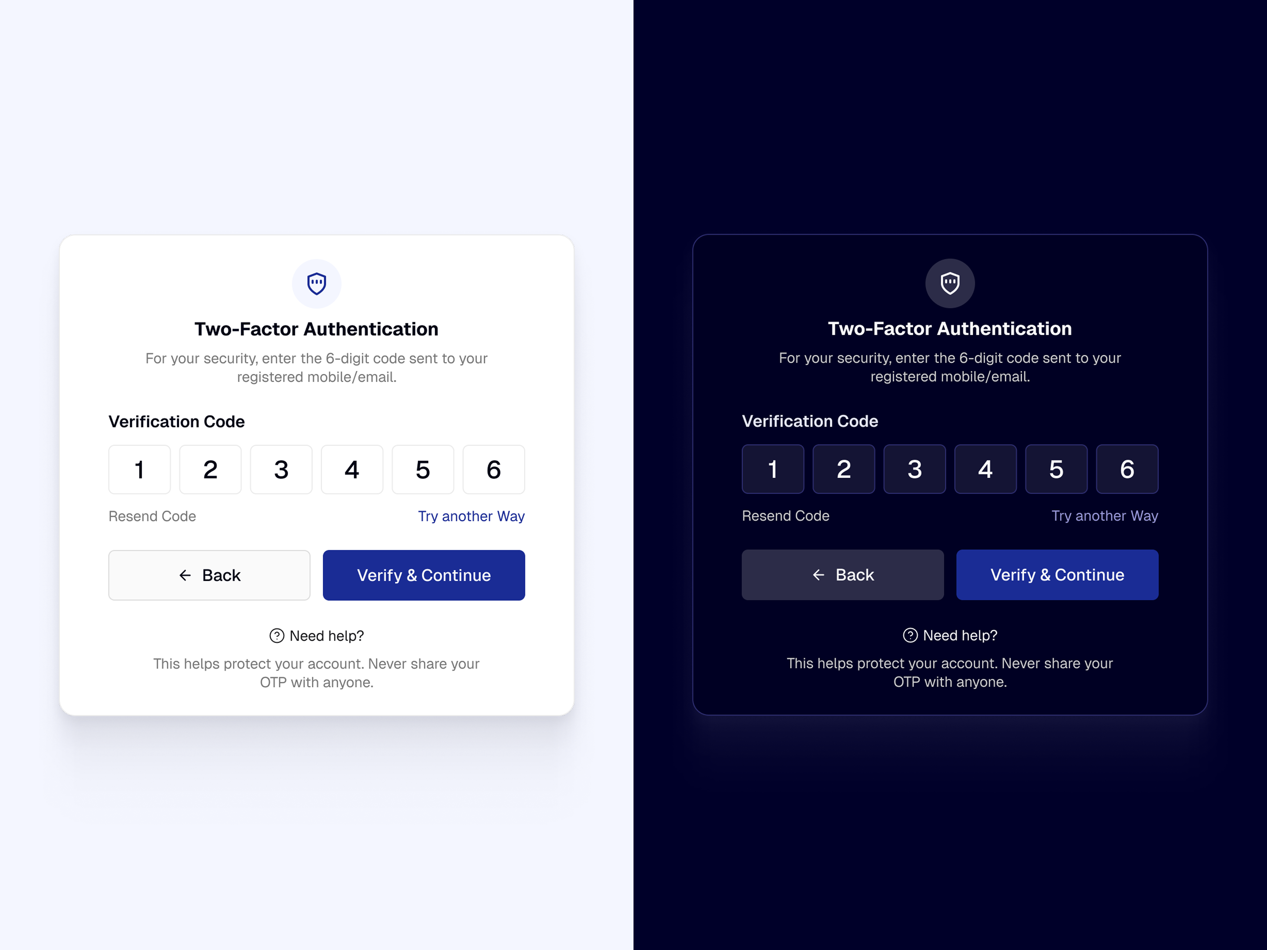 2FA Modal Design